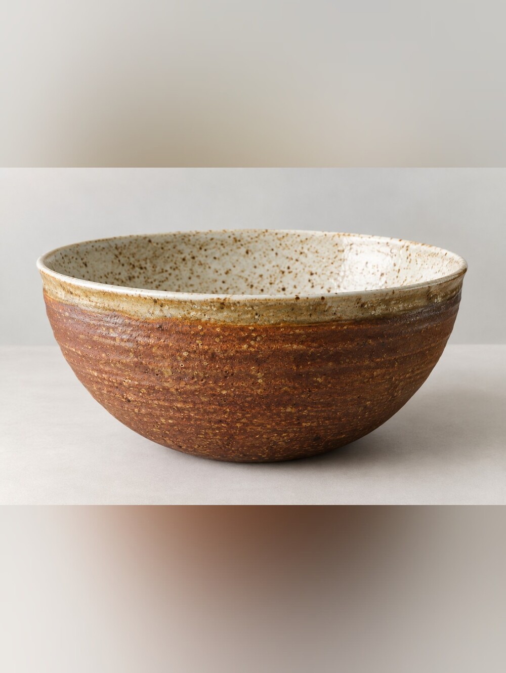 Signed Fowler Studio Pottery Stoneware Bowl 11” Hand Thrown Speckled Glaze